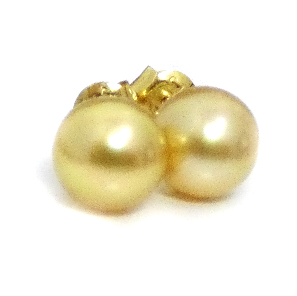 Gold 7.1mm South Sea Round Pearls Stud Earrings